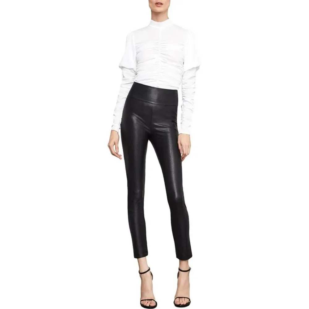 BCBG Max Azria Blossom Women's Faux Leather High Rise Leggings Imperfections